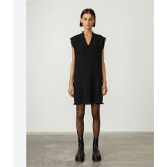 LISA YANG Sz 1 S Small Black Lola 100% Cashmere Fringe Trim Tunic Dress - Picture 13 of 14